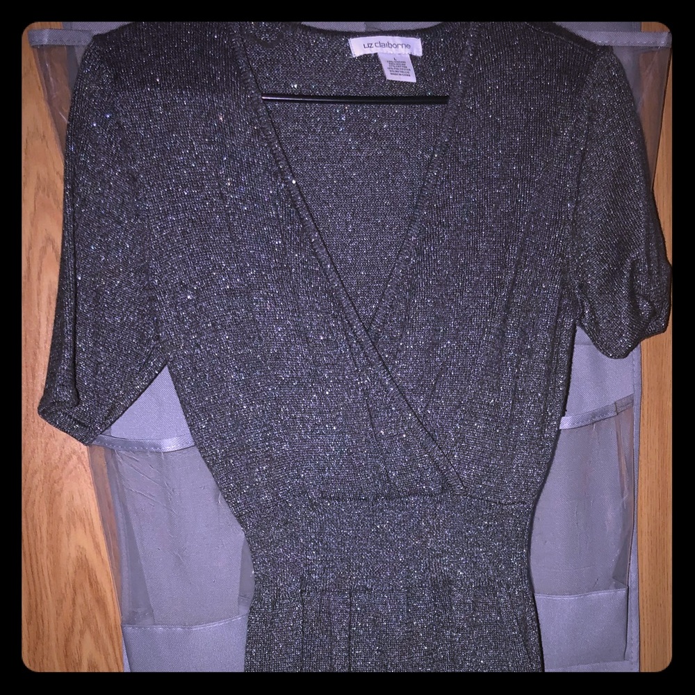 Liz Claiborne silver shimmer sweater dress